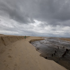 Plage de Moliets, arrivée du courant de Huchet