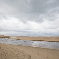Plage de Moliets, arrivée du courant de Huchet
