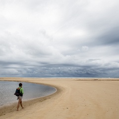 Plage de Moliets, arrivée du courant de Huchet