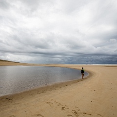 Plage de Moliets, arrivée du courant de Huchet